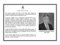 DPG mourns loss of Ambassador Phunchok Stobdan